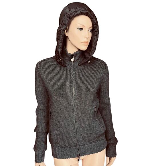 Moncler Maglione Tricot Cardigan Hoodie Jacket Sz S Gray BJ809913JCXP Authentic
